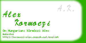 alex kormoczi business card